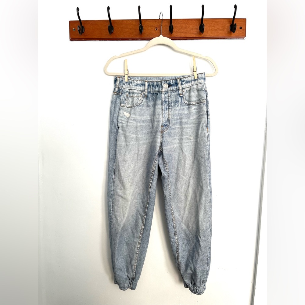 RAG & BONE Miramar faux Jean sweatpants size M elastic light wash